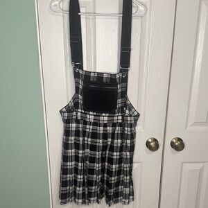 Hell Bunny Black and White Plaid Pinafore Dress